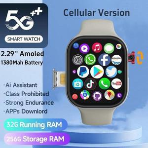180을 갖춘 4G 5G LTE °   회전 카메라 VP99 스마트워치 안드로이드 스마트워치 2.29인치 와이드스크린 SI