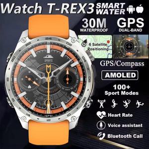 GPS 군용 스마트 시계 3ATM 방수 AMOLED 스크린 멀티 밴드 GNSS 나침반 고도계 손전등 스포츠 스마트 워치