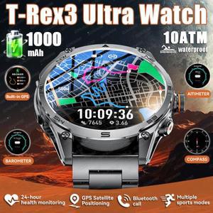 2026 신형 아웃도어 군용 GPS 스포츠 스마트워치 1.75인치 AMOLED 화면 1000mAh 배터리 나침반 고도계 10AT