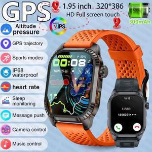 새로운 T-Rex 3 군용 야외 GPS 스마트 시계 남성용 IP68 방수 내장 GPS 심박수 HD 블루투스 통화 스포츠 스