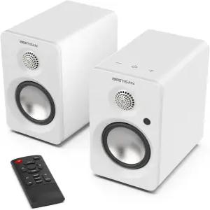 BESTISAN 블루투스 책장 스피커 3인치 우퍼가 장착된 30W X 2 전원 TV ARC/AUX/타입-C/블루투스