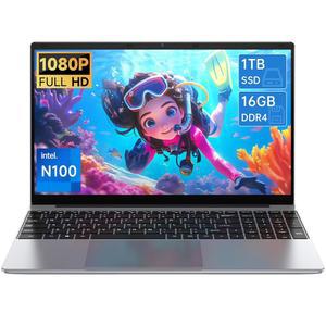2026 최신 노트북 16GB IPS 배터리 4GHz 타입-C 2K N100 쿼드 15.6인치 FHD 라이트 USB 2 풀 1TB 12번째 SSD 기능 웹캠 WiFi RAM 화면 코어 HD BT5.0 5G CPU 씬 대용량 4G