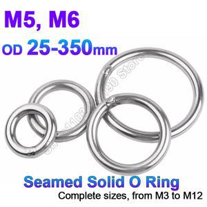JWJ 1Pc M5 M6 헤비 듀티 용접 라운드 스테인레스 O 해먹 350mm OD 스틸 솔리드 링 요가 304 25