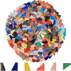 야지키사 공예용 1.1파운드 이리데센트 유리 모자이크 타일 대량 불규칙 작은 혼합 모양 크리스탈 깨진