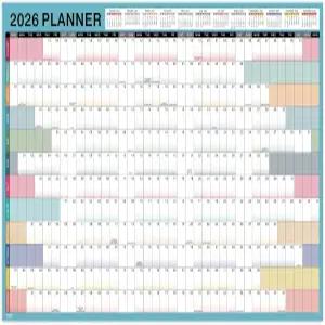 2026년 연간 벽력 달력 1월 12월 23.1 x 34.6 열림 월력 12개월 줄리안 날짜 두꺼운 종이 둥근 스티커 큰