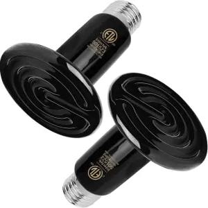 FIVEAGE 50W 세라믹 열 방출기 체 전구 파충류 램프 빛 방출 없음 반려동물 브루더 코프 히터 블랙-2 팩