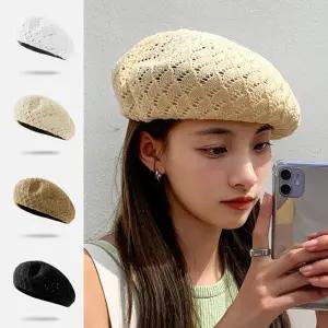 니트 베레모 그물망사 무지 화가모자 귀여운 여자모자 XUN5+9EYB