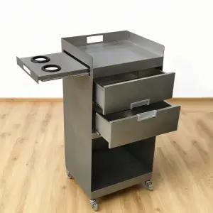 이동식 트롤리 미용 카트 가위 보관함 스테인리스 선반 미용실 원목 피부 왜건