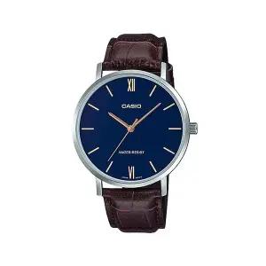 [신세계라이브쇼핑]카시오 MTP-VT01L-2B 클래식 아날로그 남성 가죽 시계 드레스 워치