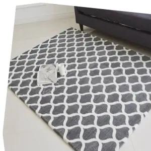 거실꾸미기소품 극세사 러그 공간보온장식 플러시소재패브릭 침실용매트 그레이100X150
