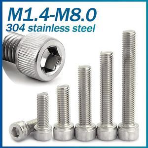 5pcs-50pcs M1.4 M2 M3 M4 M5 M6 304 A2-70 스테인레스 스틸 DIN912 육각형 소켓 캡 알렌 헤드 볼트 나사