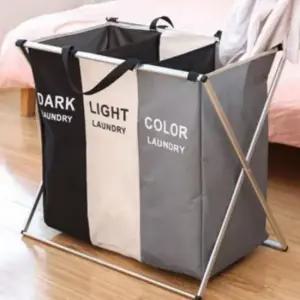 대형 세탁 바구니 3칸 빨래 통 접이식 빨래바구니3단 빨래통바구니 빨래보관함