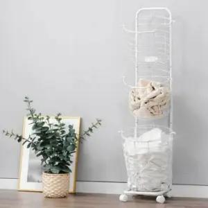 메쉬 빨래 트롤리 바구니 이동식 2단 3단 빨래바구니3단 스텐빨래바구니 접이식빨래바구니