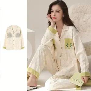 [라일리여성언더웨어] Rly 긴팔 파자마 수면 투피스 상하세트 바지 세트 캡