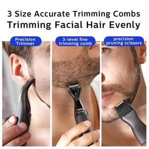 필립스 MG1100 전기 면도기 정확한 수염 스타일러 얼굴 털 손질 트리머 3 사이즈 빗 배터리 구동 면도기