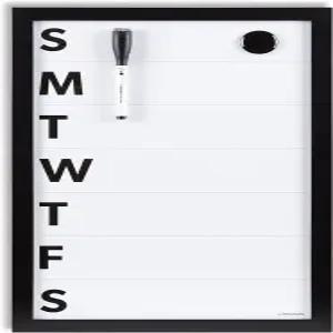 U 브랜드 프레임 마그네틱 주간 캘린더 드라이 이레이즈 화이트 보드 사무용품 블랙 마커 자석 11인치 x