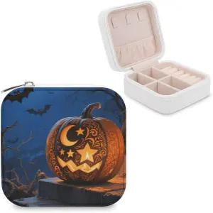 ZFSLY 작은 보석 여행 케이스 호박등과 배트 귀걸이 반지 목걸이 보관 선물용 여성용 보석함