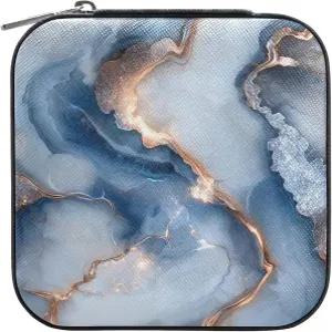 링킨 PU 가죽 주얼리 박스 블루 앤 로즈 골드 마블 여행용 케이스 반지 귀걸이용 휴대용 정리함 목걸이