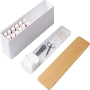 야마자키 홈 토스카 뚜껑이 있는 넓은 매니큐어 정리함 - 네일 케어 용품 트레이가 슬림 수납 케이스