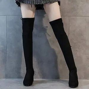 여성 JJ575164 방한 스웨이드 스타일 겨울 기안감 롱 부츠 LK