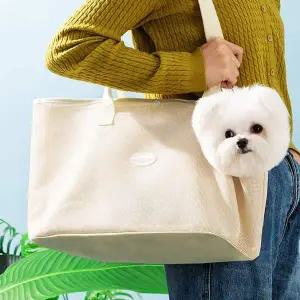 댕투게더 반려동물 이동가방 베이지 강아지 이동백 반