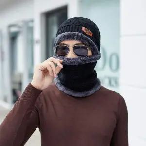 레이크 넥워머 비니세트 블랙 일체형니트모자 털모자