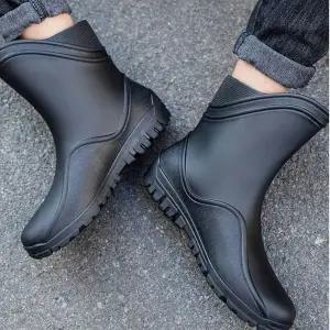 물결양 QMX220F3 사선 디테일 웨이브 미들 레인부츠