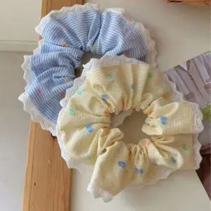 [셀러에이드]블루 컬러 곱창밴드 헤어끈 머리끈 여성용 머리장식