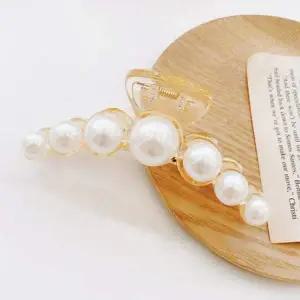 [셀러에이드]진주 장식 헤어 집게핀 빅 반묶음 올림머리 고정핀