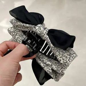 [골드스마일]쉬폰 플라워 배색 러블리 빈티지 헤어 집게핀 빅 리본 핀