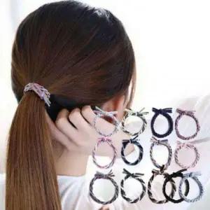 있는 컬러 고무 머리끈 꼬임 헤어밴드 팔찌 겸용