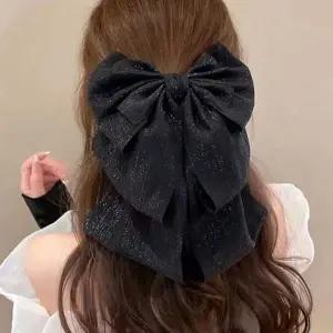 [골드스마일]대형 펄 쉬폰 3단 빅 리본 여성 헤어 집게핀