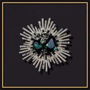 그린 큐빅 AAA 등급 지르코니아 플라워 브로치 옷핀