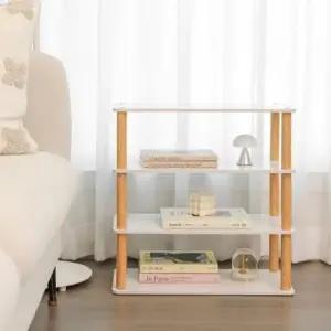 [아도라하우스]내추럴 화이트 우드 4단 선반