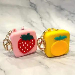 [골드스마일]실리콘 과일 디자인 동전지갑 열쇠고리 딸기 감귤 모양