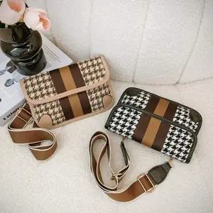 패브릭 체크 크로스백 여성용 바디 숄더백 가방