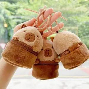 [골드스마일]카피바라 동물 모양 미니 파우치 열쇠고리 동전 지갑 소품 케이스