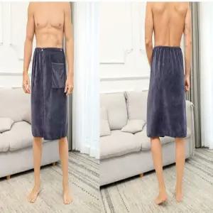 감촉이좋은 남성 홈웨어 앞면 포켓 스커트 목욕 가운 LDb8+6QUP