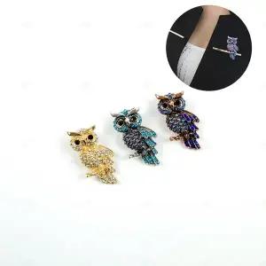 [라미컴퍼니]브로치 올빼미 핀 동물 액세서리 패션 장식 옷핀 귀여운 포인트 빈티지 배지 뱃지 큐빅 부엉이