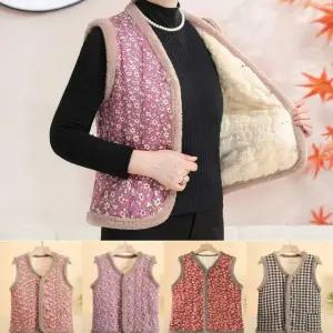 예쁜 꽃무늬 패턴 따뜻한 융털 안감 화려한 방한 조끼