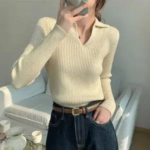 실루엣 긴팔 카라 골지 니트티 슬림핏 여리여리 티 (KYR-WFGXAKO)