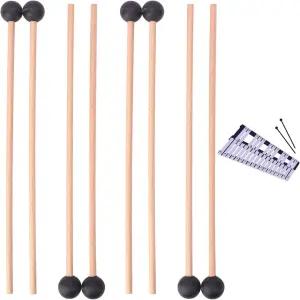 가이테치 블랙 벨 망치 4쌍 글로켄스필 스틱 15인치 나무 타악기 스틱용 손잡이가 있는 고무 실로폰