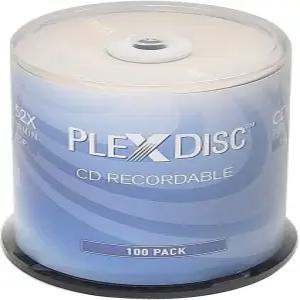 PlexDisc CD-R 700MB 80분 52배 기록 가능 - 100팩 케이크 박스(FFP) 631-805-BX 100개 디스크