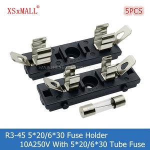 5PCS R3-45 5x206x30MM 퓨즈 홀더 10A250V 패널 장착 고온 저항 베이스 튜브