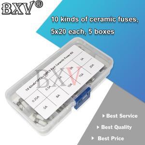 고속 세라믹 퓨즈 키트 10 가지 값 250V 5x20mm 5mm X 0.25A 1A 2A 3A 8A 20 AMP 튜브 모음 50PCs세트