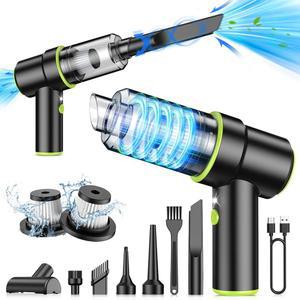 [미국배송] CODN 휴대용 자동차 진공 청소기 무선 12000PA 2 IN 1 및 에어 더스터 멀티 노즐과 LED 조명 미니 핸드 헬드 충전식 가정 자동차 사무실 반려동물 털 관리