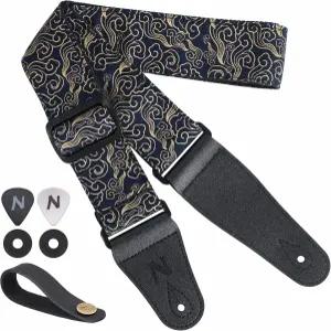 네펠리바타 기타 스트랩 일본 프린트 면 오리지널 디자인 긴 가죽 끝이 있는 조절 가능한 버튼 픽