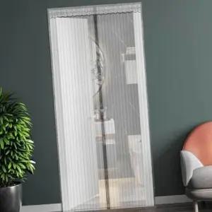 [생활] 현관 방충망 자석식 스트라이프 찍찍이 탈부착 100x210cm 그레이