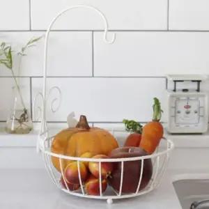 [생활] 철제정리함 철제 바구니 과일 바스켓 바나나걸이 아이보리