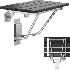 접이식 샤워 시트 및 의자 벽 장착 내부 샤워용 벤치 작은 공간용 접이식(블랙 엑스트라 라지)